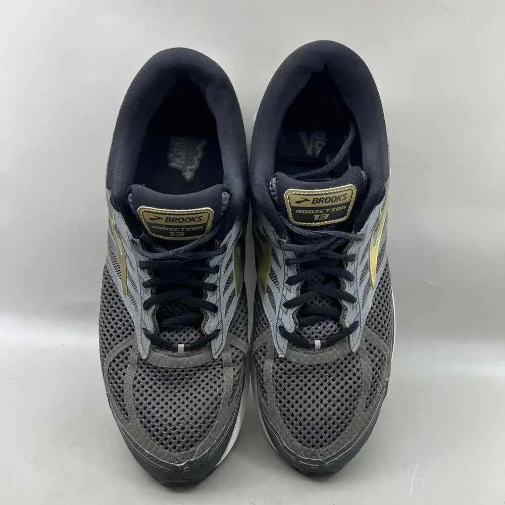Brooks Addiction 13 Running Shoes Men Size 15 B Gray Black Mesh Comfort Sneakers